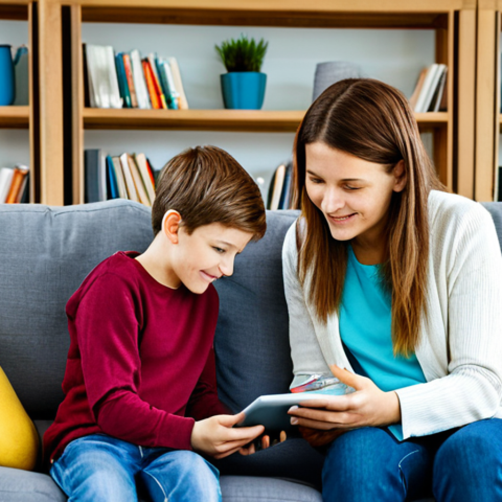 Family Media Time**

"A mother and her two children (a boy and a girl, ages 8 and 11) are sitting on a cozy sofa in a brightly lit living room, fully clothed, modest clothing. The mother is helping her daughter with a tablet, while the son is reading a physical book.  A modern German home environment with bookshelves and plants in the background. safe for work, appropriate content, family-friendly, professional photography, perfect anatomy, correct proportions, well-formed hands, proper finger count, natural body proportions, realistic lighting."

**